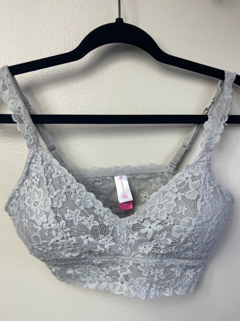 No Boundaries Lace Convertible Bralette Gray Wireless Bra Women's Large L